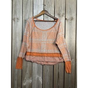 Anama Textured Orange & Gray Long Sleeve Top‎ M